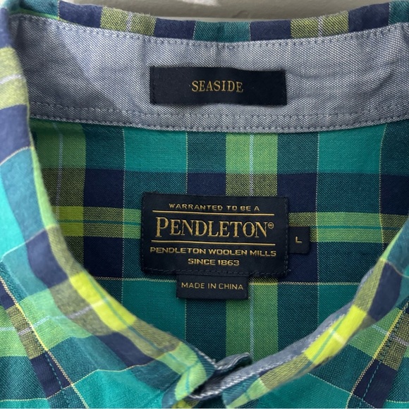 Pendleton Seaside Men's Plaid Large Short Sleeve Button Front Casual Shirt FLAW - Picture 4 of 10